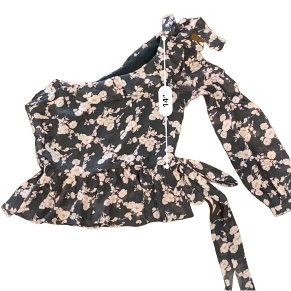 For Love And Lemons Theo Silk Blend One Shoulder Top Medium - Picture 12 of 15